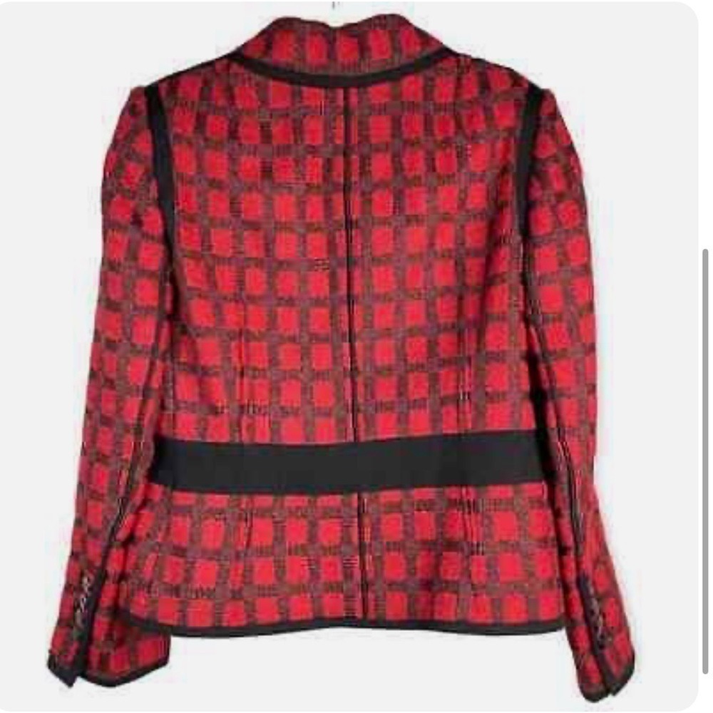 Carlisle Red Black Tweed Plaid Blazer Jacket Career Women's Size 16 - Picture 3 of 16